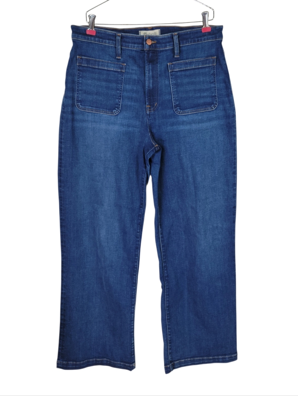 Madewell Emmett Wide Leg Jeans Women Size 32 35X30 Front Patch Pockets Hi Rise - Picture 15 of 15